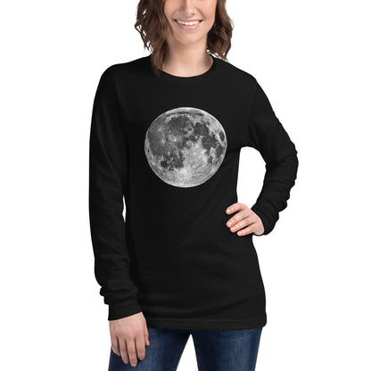 Full Moon Long Sleeve Shirt, Moon Phases Space Astronomy Lunar Magic Halloween Men Women Designer Graphic Crew Neck Tee Starcove Fashion