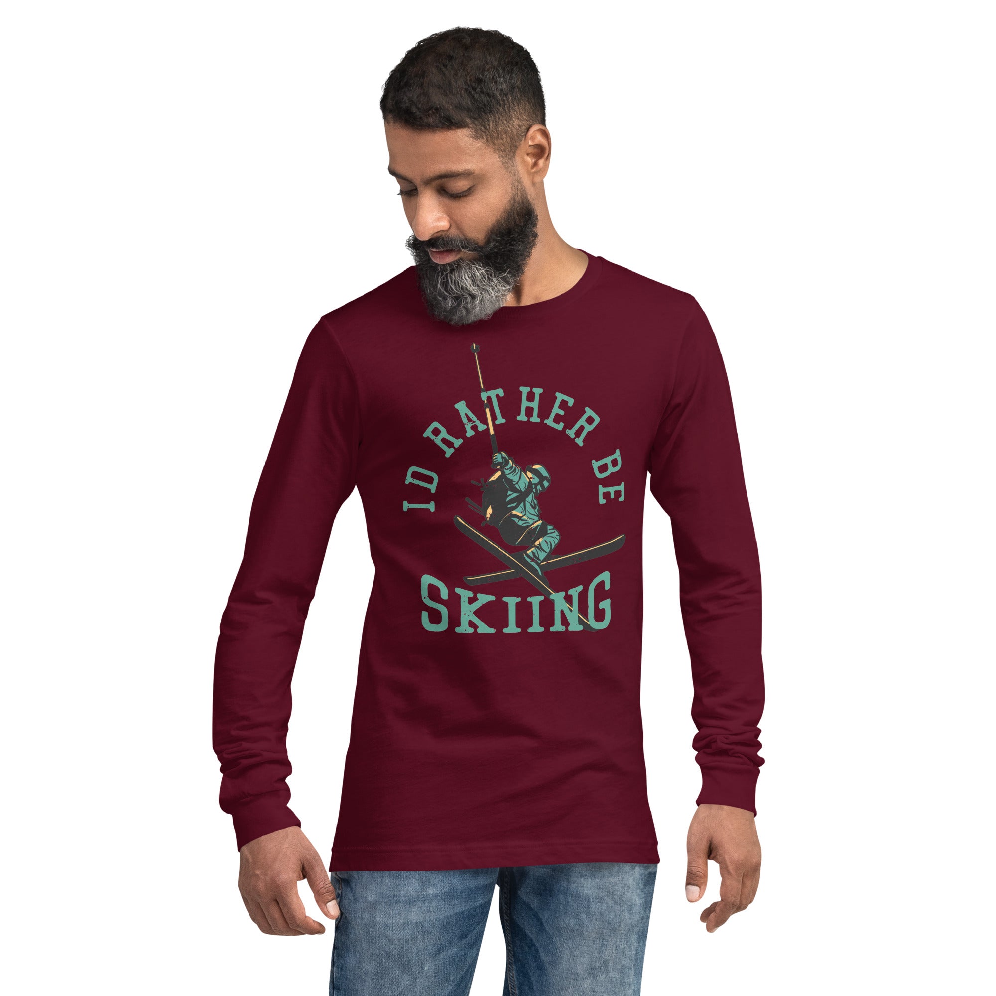 Rather be Skiing Long Sleeve Tshirt, Alpine Ski Jump Men Women