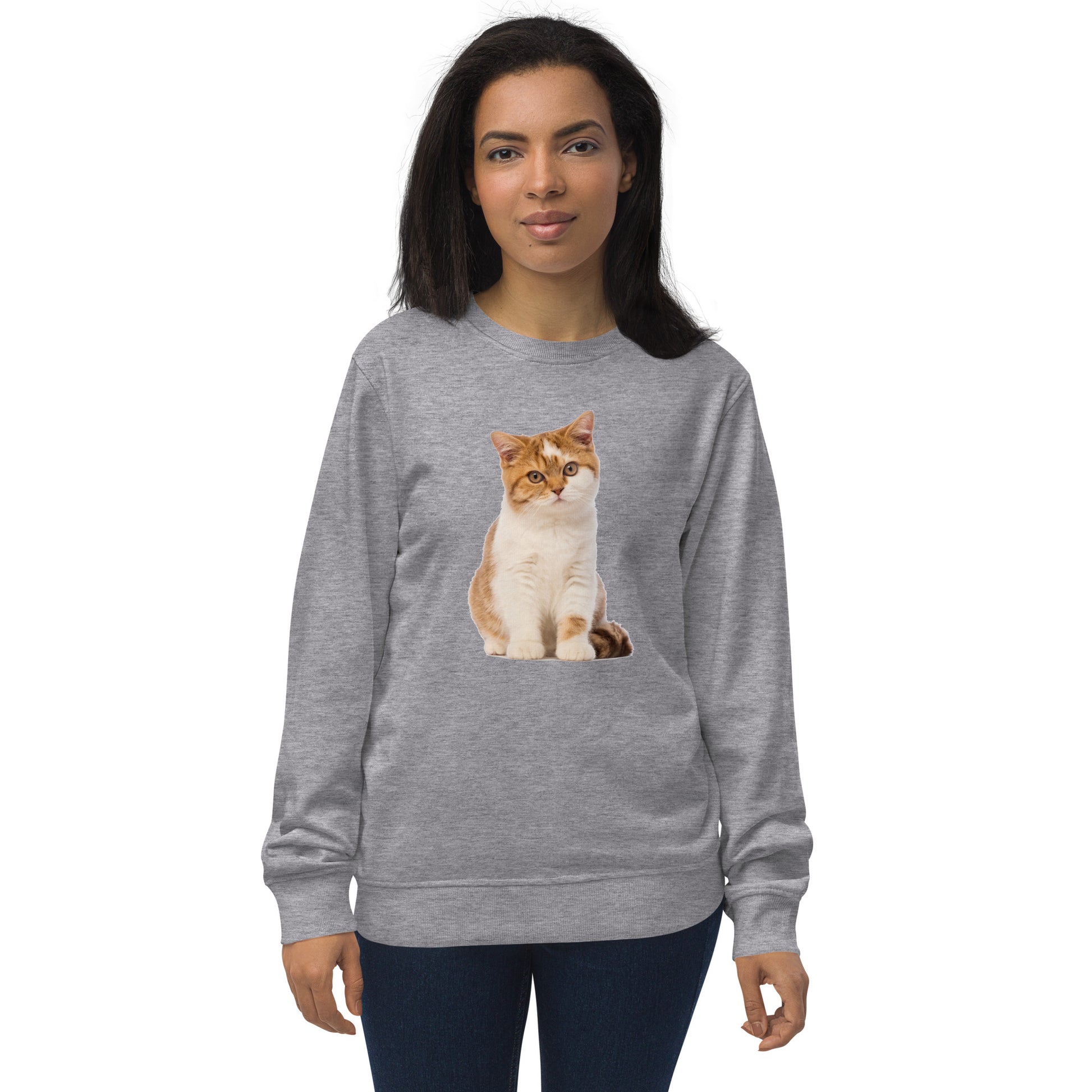 Cat Organic Sweatshirt, Kitten  Graphic Crewneck Fleece Cotton Sweater Jumper Pullover Men Women Adult Aesthetic Top Starcove Fashion