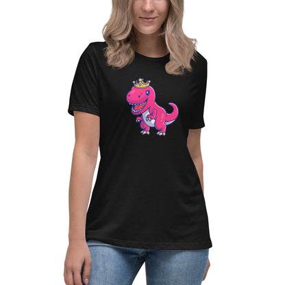 Dinosaur Queen Women's Relaxed T-Shirt, Dino T-Rex Mama Designer Graphic Aesthetic Fashion Crewneck Adult Tee Shirt Top Starcove Fashion